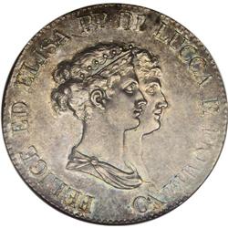 Lucca. Felix & Elisa 5 Franchi 1806, KM24, AU58 NGC, be 