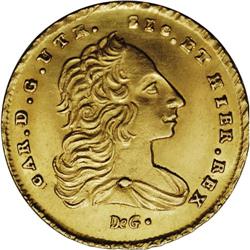 Naples & Sicily. Carlo III gold 6 Ducati 1755 DG-MM-R 