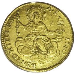 Papal States. Benedict IIII gold Zecchino 1740, KM935, 