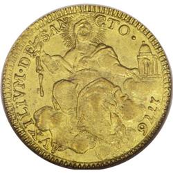Papal States. Pius VI gold Zecchino 1776-II, KM1029, le 