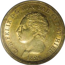 Sardinia. Carlo Felice gold 80 Lire 1826L, KM-C108.1, A 