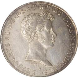 Tuscany. Leopold II 5 Paoli 1827-PC, KM-C73, MS62 NGC, 