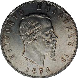 Vittorio Emanuele II silver 5-Lire 1874-M BN, KM-8.3, C 