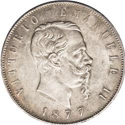 Vittorio Emanuele II silver 5-Lire 1877-R, 