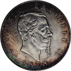 Vittorio Emanuele II silver 5-Lire 1878-R, KM-8.4, virt 