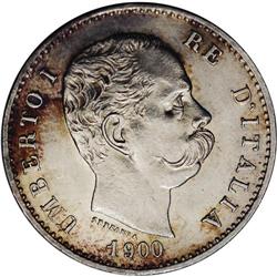 Umberto I silver 1-Lire 1900-R, KM-24.1, Choice UNC wit 
