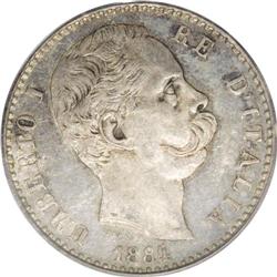 Umberto I silver 2-Lire 1884-R, 