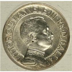 Vittorio Emanuele III silver 1-Lire 1910-R, KM-45, Choi 