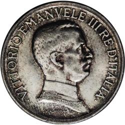 Vittorio Emanuele III silver 1-Lire 1916-R, KM-57, UNC 