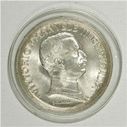 Vittorio Emanuele III trio of silver 2-Lire coins: 1914 