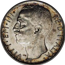 Vittorio Emanuele III silver 10-Lire 1926-R, KM-68.1, r 