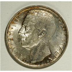 Vittorio Emanuele III silver 10-Lire 1928-R, KM-68.2, C 