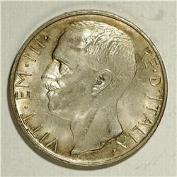 Vittorio Emanuele III silver 10-Lire 1929-R, KM-68.2, C 