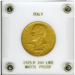 Italy Kingdom gold 100 Lire, 1925-R. KM-66. Fr-32. King 