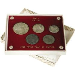 Vittorio Emanuele III 5-piece mint set of types, mostly 