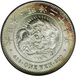 Meiji 27 (1894) 1 Yen, KM-YA25.3, MS67 NGC 