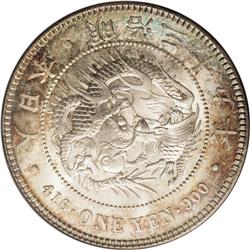 Meiji 35 (1902) 1 Yen, KM-YA25.3, MS66 PCGS. Appealing