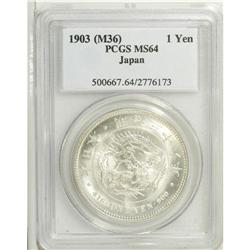 Meiji 36 (1903) 1 Yen, KM-YA25.3, MS64 PCGS. Brilliant 