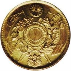 Meiji 3 (1870) gold 2 Yen, F-48, KM-Y10, MS65 NGC. Shar 