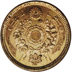 Meiji 7 (1874) gold 5 Yen, F-47, KM-Y11a, MS62 NGC. Bol 