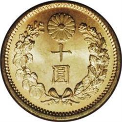 Meiji 41 (1908) gold 10 Yen, F-51, KM-Y33, MS65 PCGS. F 