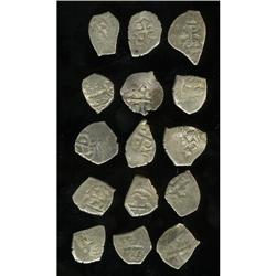 Silver cob assortment: Half Reals, appear to be of Phil 