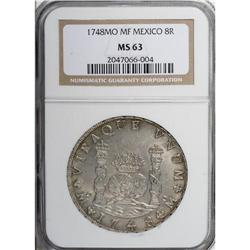 Ferdinand VI 8 Reales 1748-Mo MF, KM-104.1, MS63 NGC, a 