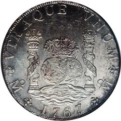 Charles III 8 Reales 1767-Mo MF, KM-105, MS62 NGC, fair 