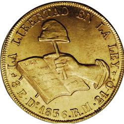 Hand on Book gold 8 Escudos 1836-Do RM/L, KM-383.3, lus 