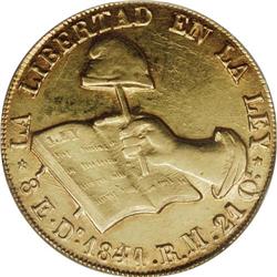 Hand on Book gold 8 Escudos 1841/30-Do RM, KM-383.3, ba 
