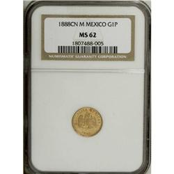 Republic gold Peso 1888-CN M, KM-410.2, blundered secon 