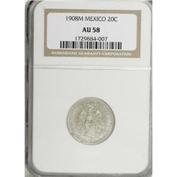 Estados Unidos silver 20 Centavos 1908-M, KM-435, the k 