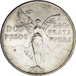 Estados Unidos silver 2 Pesos 1921, KM-462, Choice AU, 