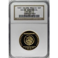 Estados Unidos modern gold 50 Pesos 1993, KM-586, Hacha 