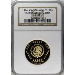 Estados Unidos modern gold 50 Pesos 1994, KM-580, Jaina 