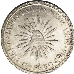 Revolutionary coinage, silver Muera Huerta Peso 1914, K 