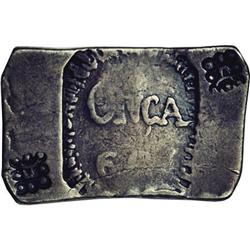 Portuguese Colony. Silver Onca Bar 1843, KM26.1, nice V 