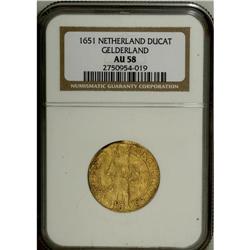 Gelderland. Gold Ducat 1651, F-237, KM5, AU58 NGC. Weak 