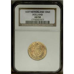Holland. Gold Ducat 1637, F-249, KM12, AU50 NGC. Weakly 