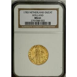 Holland. Gold Ducat 1783, F-250, KM12, MS61 NGC. Lustro 