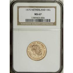 Kingdom of the Netherlands. William III gold 10 Gulden 