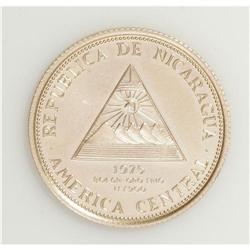 Republic gold 1000 Cordobas 1975, KM40, Proof, struck t 