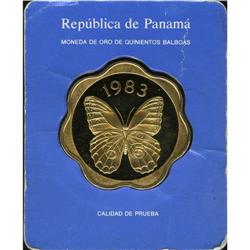 Republic gold 500 Balboas 1983, KM96, gem cameo Proof, 