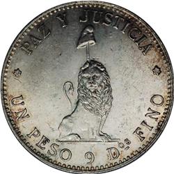 Republic Peso 1889, KM5, lustrous AU-UNC, typical small 