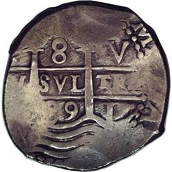 Carlos II cob 8 Reales 1689-V, KM24, toned VF, clear da 