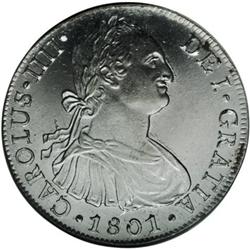 Charles IIII 8 Reales 1801-IJ, KM97, MS64 NGC, choice f 