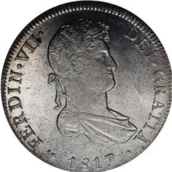 Ferdinand VII 8 Reales 1817-JP, KM117.1, nice brilliant 