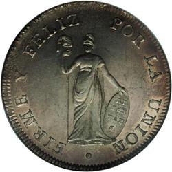 Republic 8 Reales 1825-JM Lima, KM142.1, MS61 NGC, exce 