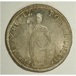 Republic 8 Reales 1831-MM Lima, KM142.3, choice lustrou 