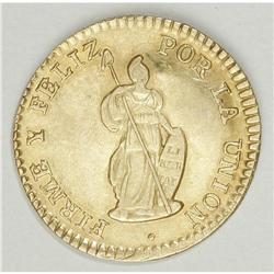Republic gold Escudo 1840-A Cuzco, KM147.3, lustrous XF 
